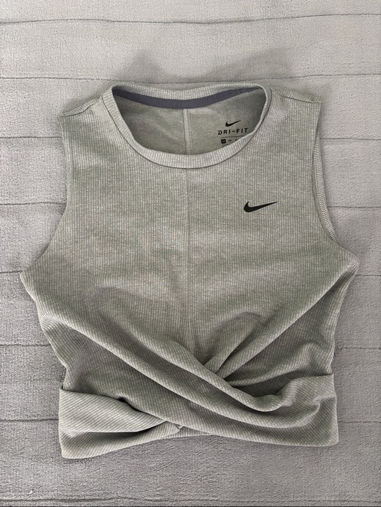 Nike Tops - Nike Light Gray Ribbed Twist-Front Dri-FIT Tank